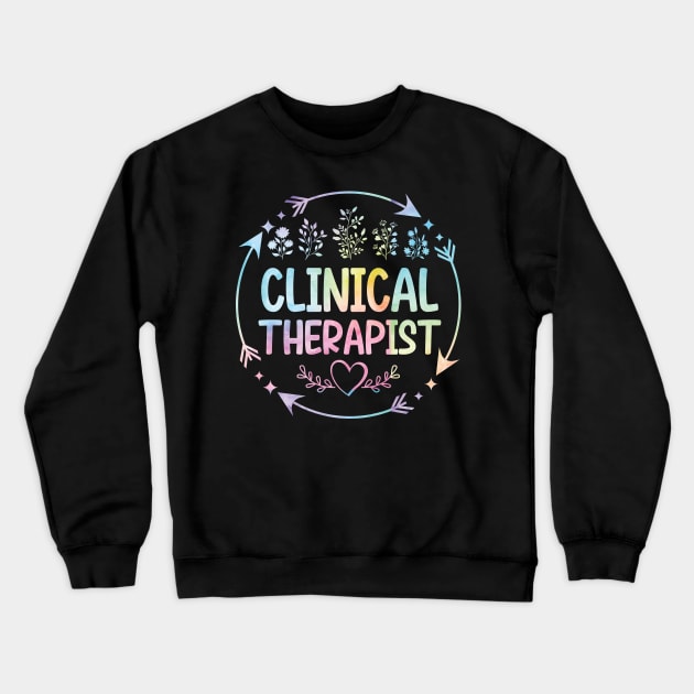 Clinical Therapist cute floral watercolor Crewneck Sweatshirt by ARTBYHM